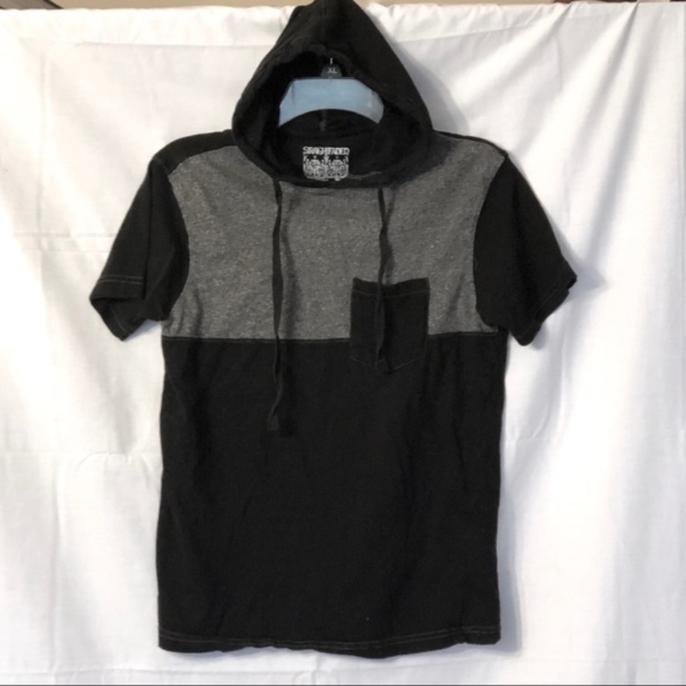 Straightfaded Black Gray S/S Hoodie Shirt Men XS/S